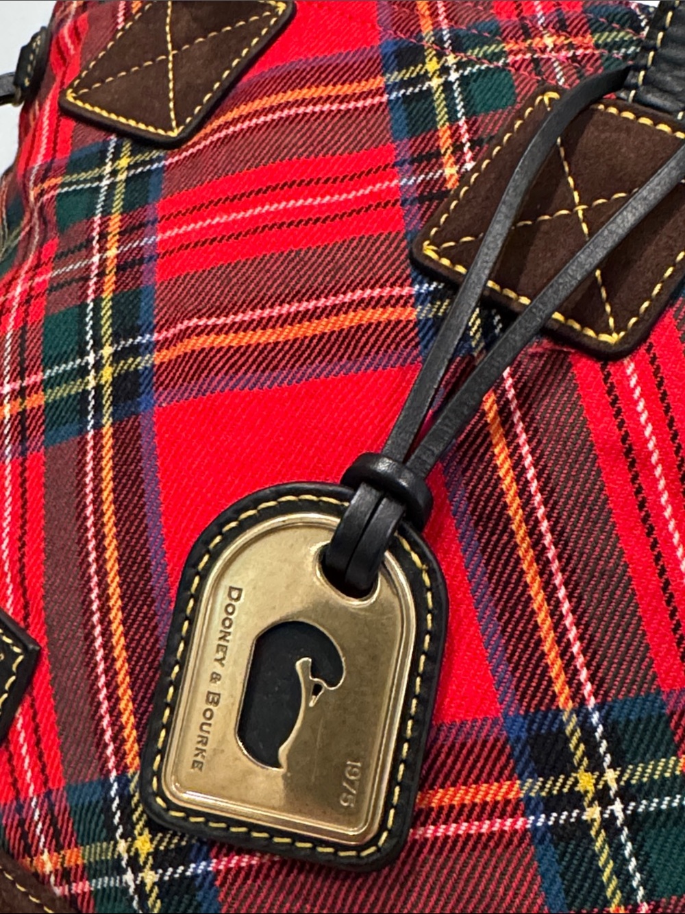 Dooney & Bourke Bag Red Tartan Plaid Holiday Tote - Picture 6 of 17